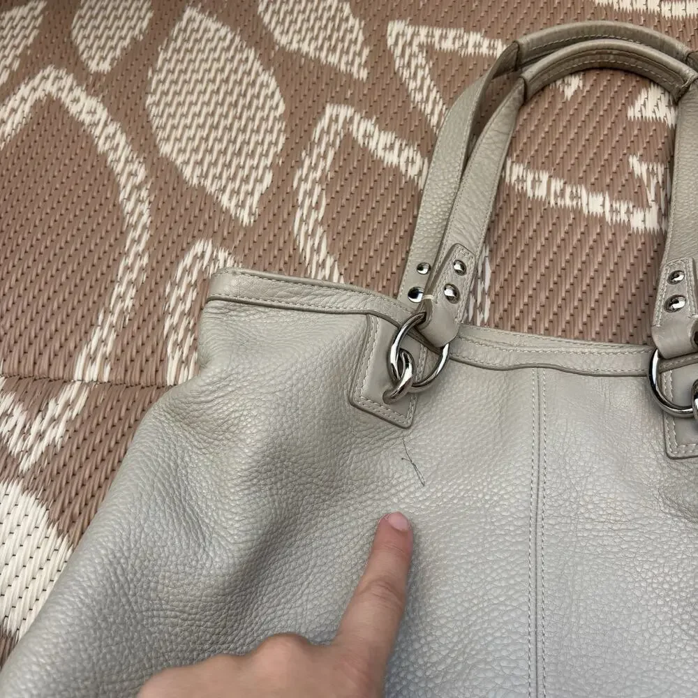 Coach Penelope Gray Soft Pebbled Leather Carryall Satchel Bag Preowned Worn